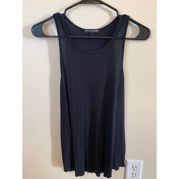 Revolve David Lerner Racer Front Tank Ribbed Black Top Size L - Picture 2 of 6
